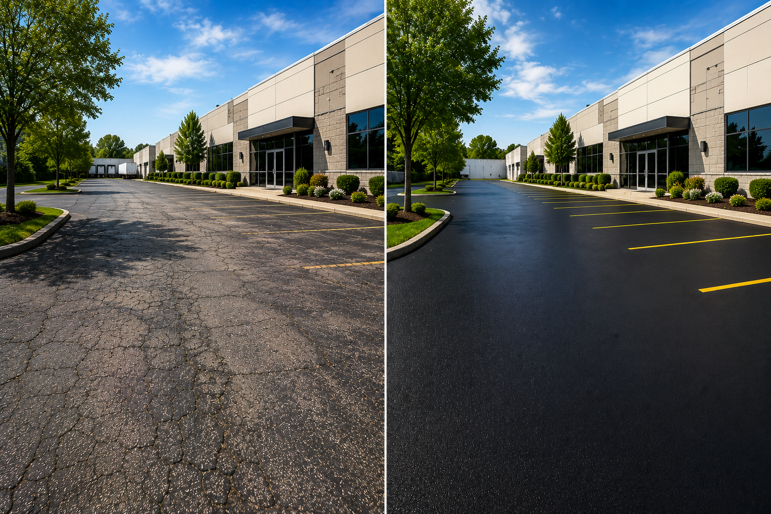 Industrial Property before and after sealcoating